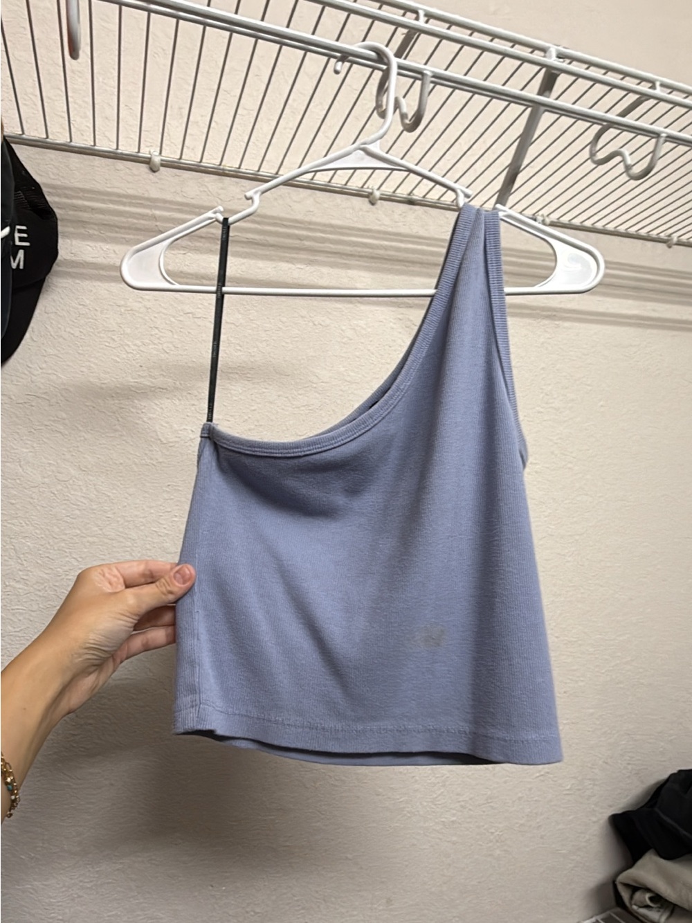 Women's One-Shoulder Crop Tank Top - Lavender Blue